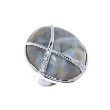 Каблучка жіноча срібна 925* родій цирконій яшма Арт 15 6504С  - купити в «Аметист-В» Харків Україна