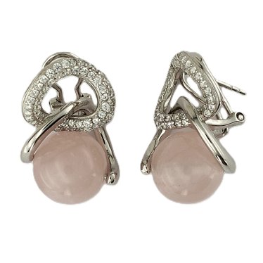 Сережки жіночі срібні 925* родій кварц, цирконій Арт 11 0877 - купити в «Аметист-В» Харків Україна