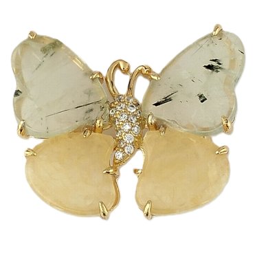 Брошка жіноча срібна 925* позолота преніт, кальцит, цирконій Арт 59 2537 - купити в «Аметист-В» Харків Україна