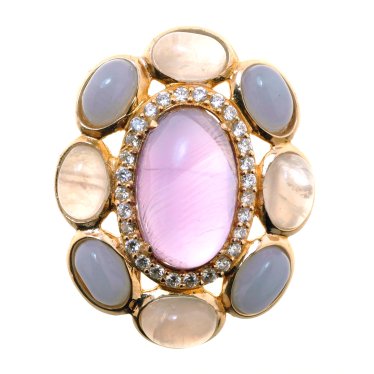 Підвіс жіночий срібний 925* позолота ангеліт аметист цирконій кварц Арт 53 7729-1  - купити в «Аметист-В» Харків Україна