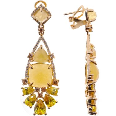 Сережки жіночі срібні 925* позолота кальцит циркон Арт 51 9589 - купити в «Аметист-В» Харків Україна